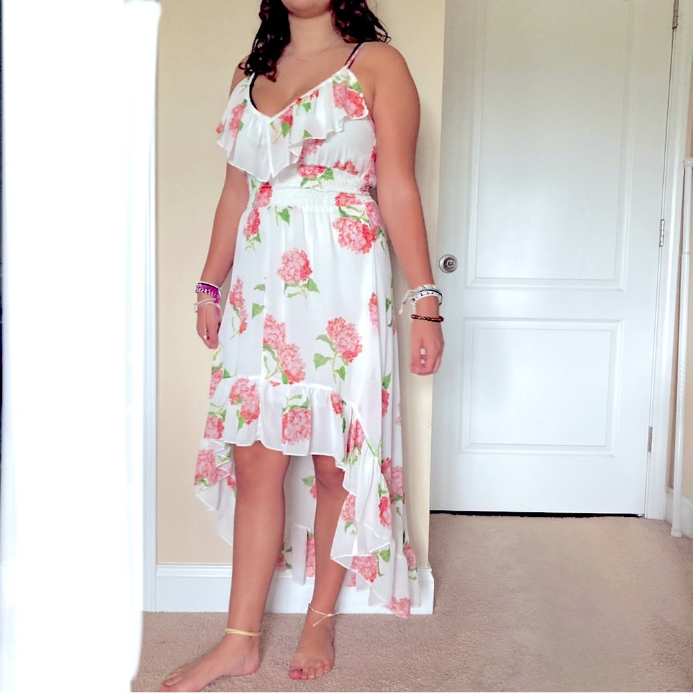 Heart Soul Beautiful Floral Ruffle Draped Summer Dress